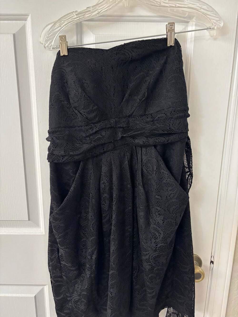 Dots Black Lace Strapless Dress Size 1X